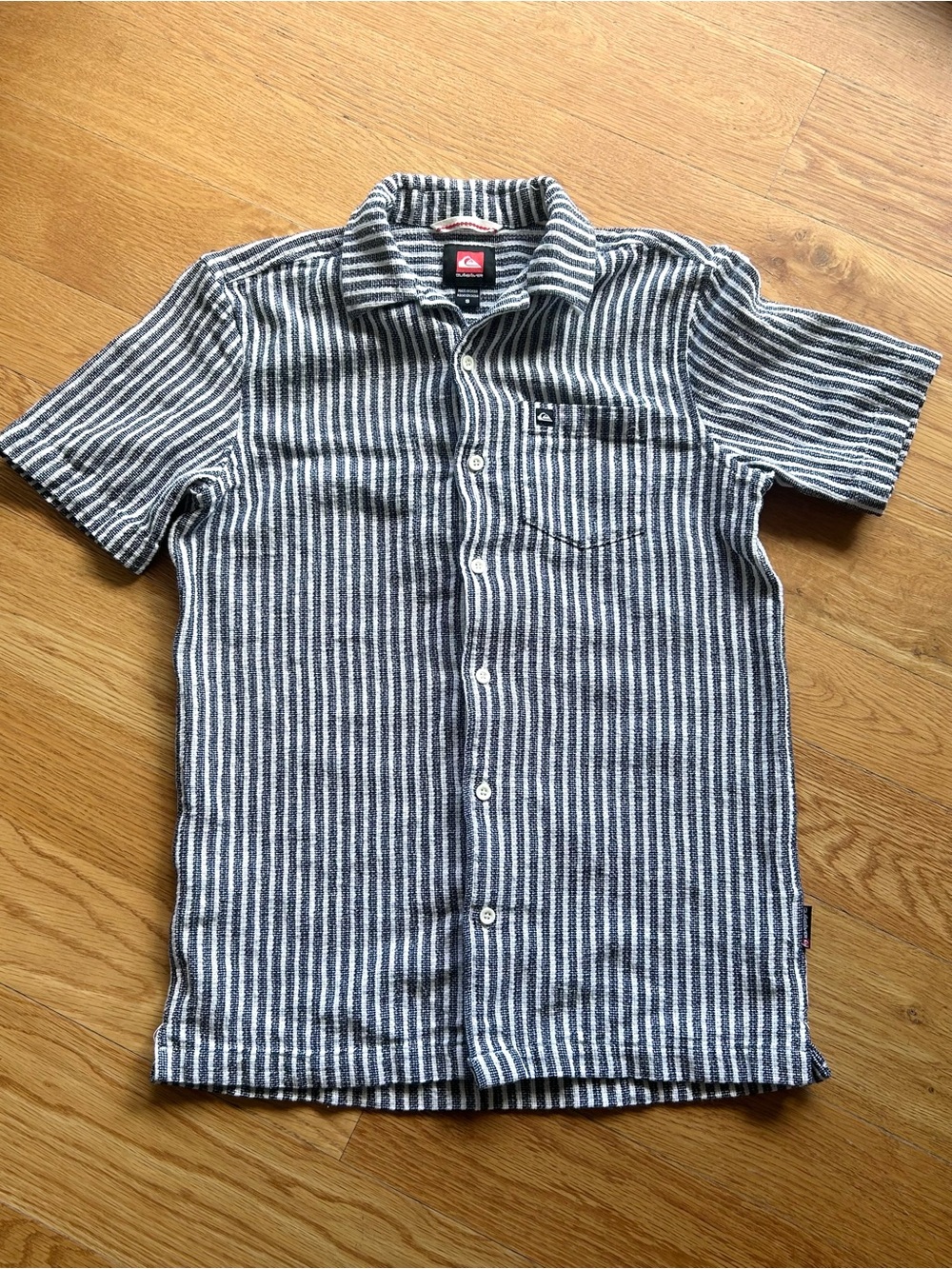Quicksilver Black/White Striped Button Down Shirt